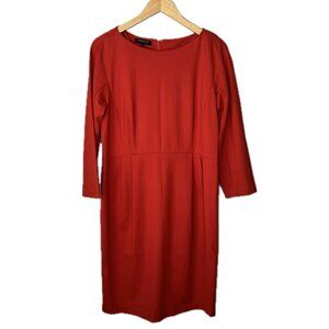 Lafayette 148 New York Knee Length Half Sleeve Dress Women's L Zip Back Boat Nec